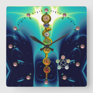 RELOJ CUADRADO ROD DE ASCLEPIUS 7 CHAKRAS,YOGA ,ENERGÍA ESPIRITUA