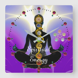 Reloj Cuadrado ROD DE ASCLEPIUS 7 CHAKRAS, YOGA LOTUS POSE Púrpur