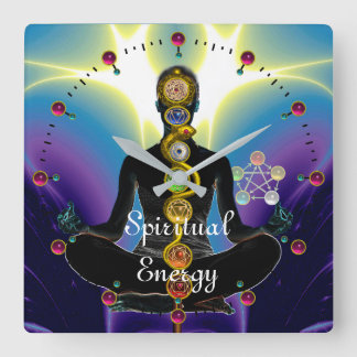 Reloj Cuadrado ROD DE ASCLEPIUS 7 CHAKRAS, YOGA LOTUS POSE Púrpur