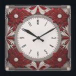 Reloj Cuadrado rojo Art Deco<br><div class="desc">Gran diseño de reloj. Te encantará como a otros. Tenga la libertad de usar este diseño para otro producto que desee o para el personalizar y agregue su texto. Sígueme por más. Gracias. Que tengas un buen día.</div>
