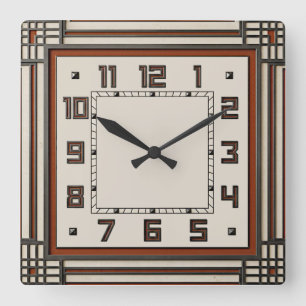 Reloj Cuadrado Rojo Art Déco
