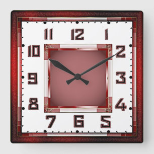 Reloj Cuadrado Rojo Art Déco