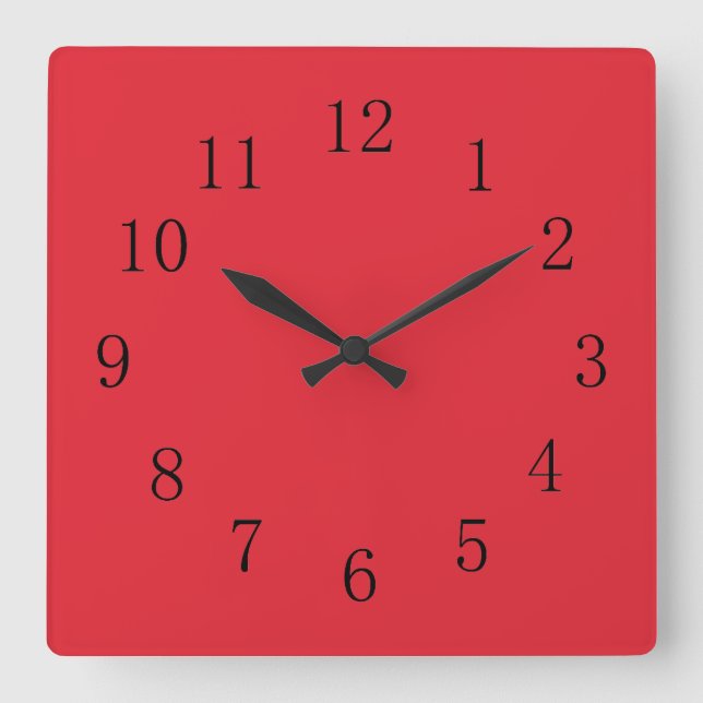 Reloj Cuadrado Rojo brillante Alizarin (Anverso)