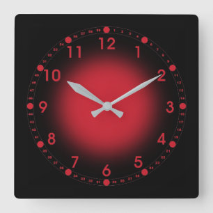 Reloj Cuadrado Rojo de neón