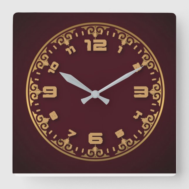 Reloj Cuadrado Rojo elegante (Anverso)