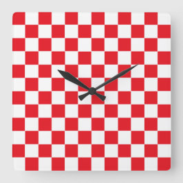 Reloj Cuadrado Rojo y blanco a cuadros