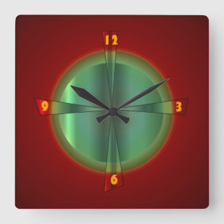 Reloj Cuadrado Rojo y Verde con efecto Iluminado >Reloj de pared