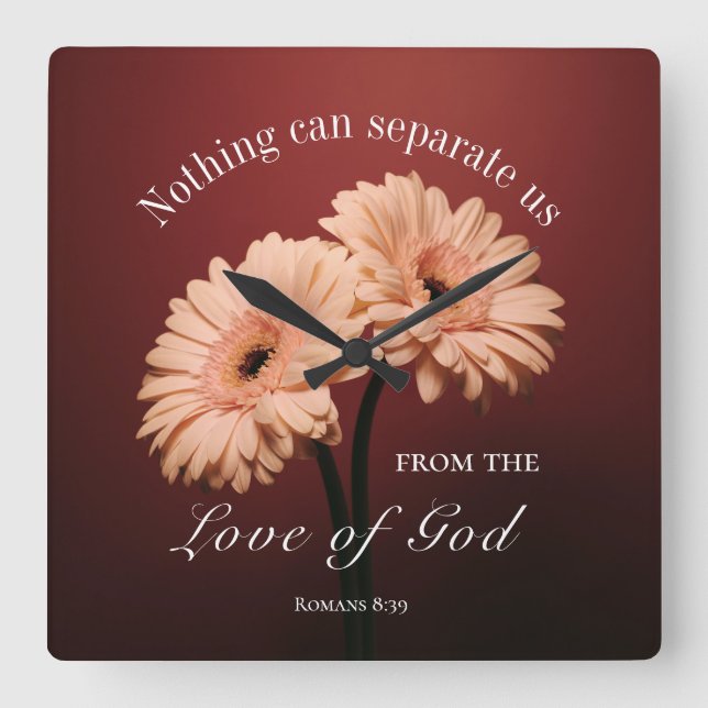 Reloj Cuadrado Romanos 8 39 Amor a la Biblia de Dios Verse Marrón (Anverso)