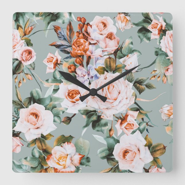 Reloj Cuadrado Romantic Blossom Haven (Anverso)