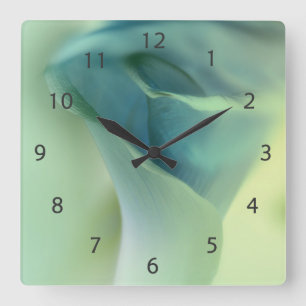 Reloj Cuadrado Romantic Flower in Blue Tones