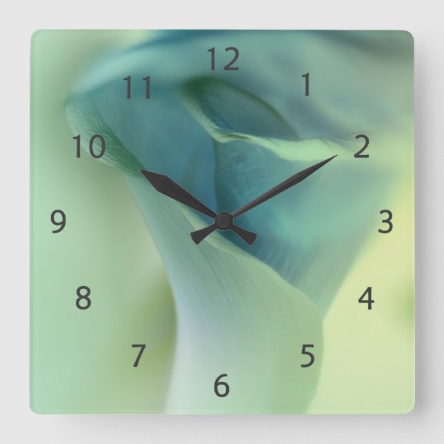 Reloj Cuadrado Romantic Flower in Blue Tones (Anverso)