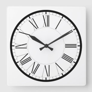 Reloj Cuadrado Römische Ziffern rund schwarz weiss klassische