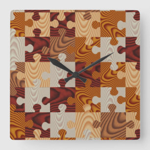Reloj Cuadrado Rompecabezas de madera falsa