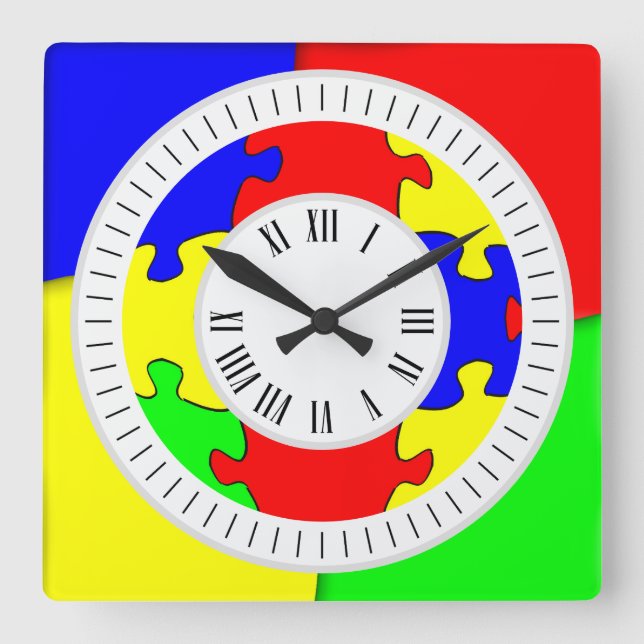 Reloj Cuadrado Rompecabezas divertidos y coloridos rompecabezas H (Anverso)