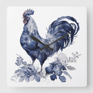 Reloj Cuadrado "Rooster" Blue Willow Style