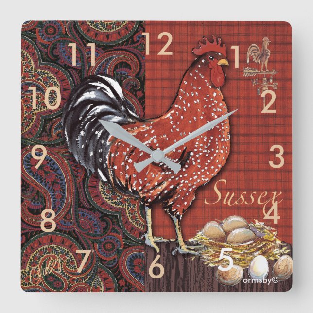 Reloj Cuadrado rooster clock (Anverso)