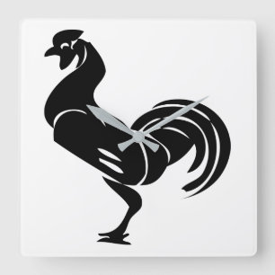 Reloj Cuadrado Rooster silhouette