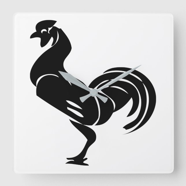 Reloj Cuadrado Rooster silhouette (Anverso)