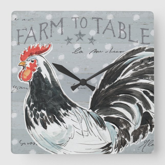 Reloj Cuadrado Roosters Call III (Anverso)