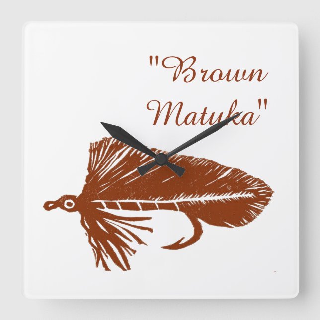 Reloj Cuadrado Ropa de matuka marrón para el amarre y la pesca co (Anverso)