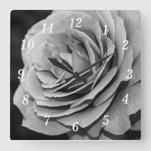 Reloj Cuadrado Rosa blanca y negra