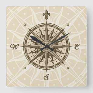 Reloj Cuadrado Rosa de compás del vintage