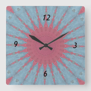 Reloj Cuadrado Rosa de coral Starburst