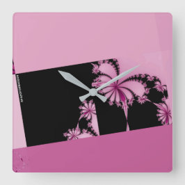 Reloj Cuadrado Rosa de Jardín Fractal