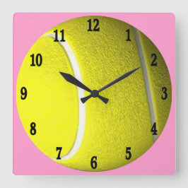 Reloj Cuadrado Rosa de la pelota de tenis