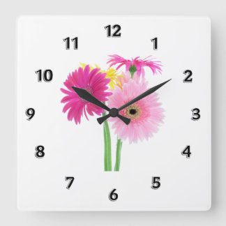 Reloj Cuadrado Rosa de las margaritas del Gerbera