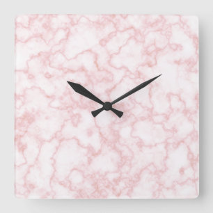 Reloj Cuadrado rosa de mármol