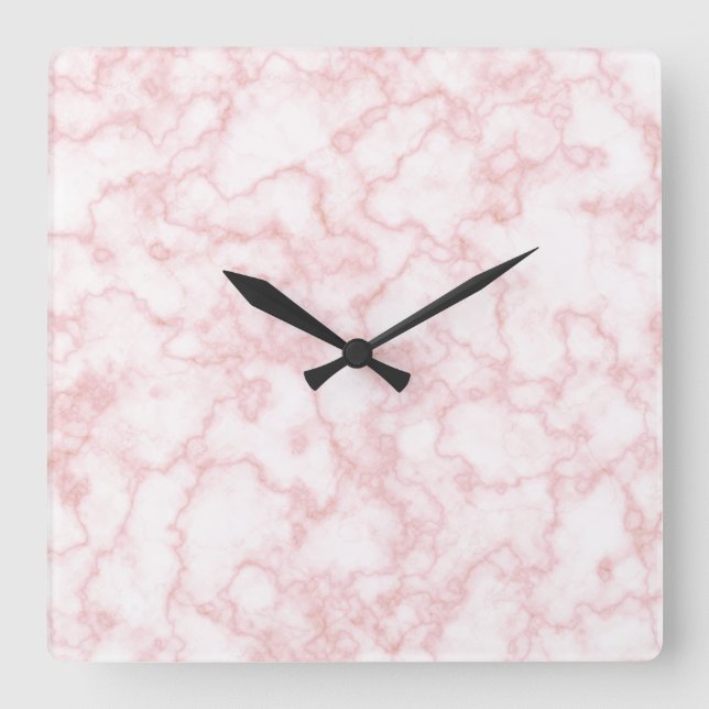 Reloj Cuadrado rosa de mármol (Anverso)