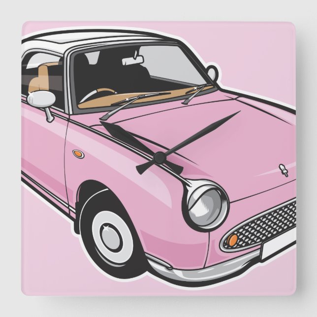 Reloj Cuadrado Rosa de Nissan Figaro (Anverso)