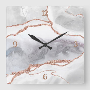 Reloj Cuadrado Rosa de Oro de Lujo Brillo Agata
