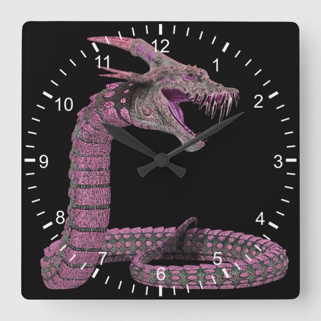 Reloj Cuadrado Rosa de serpiente creativa (Anverso)