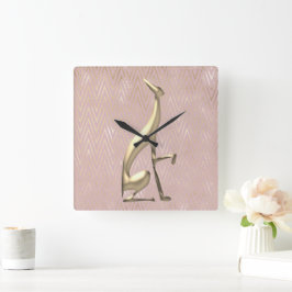 Reloj Cuadrado Rosa Dorado Art Déco Rosa