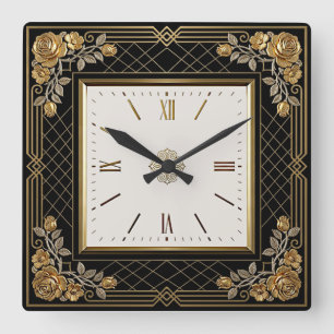 Reloj Cuadrado Rosa elegante Art Deco