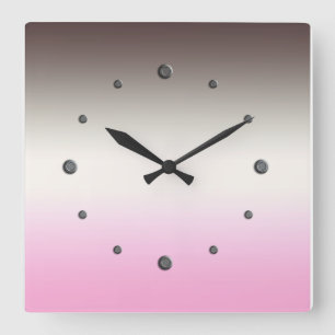 Reloj Cuadrado Rosa gris rosa Ombre cuadrado de pared