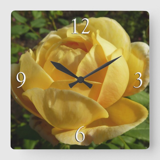 Reloj Cuadrado Rosa inglés amarillo (Anverso)