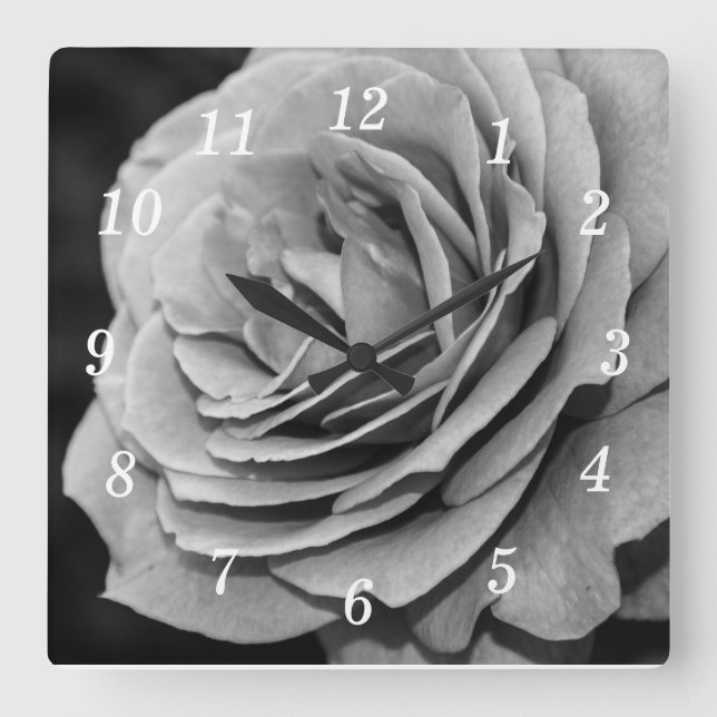 Reloj Cuadrado Rosa negra y blanca (Anverso)