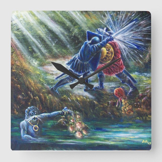 Reloj Cuadrado ROSA OLVIDADO lucha contra caballeros, dinero y di (Anverso)