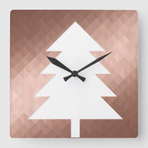 Reloj Cuadrado Rosa oro elegante árbol de Navidad mínimo