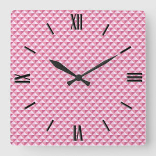 Reloj Cuadrado rosa pétalo, aspecto de esmalte, rejilla con tachu