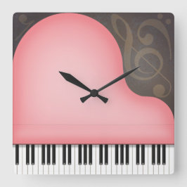 Reloj Cuadrado Rosa Piano Rosa Whimsical Music Lover