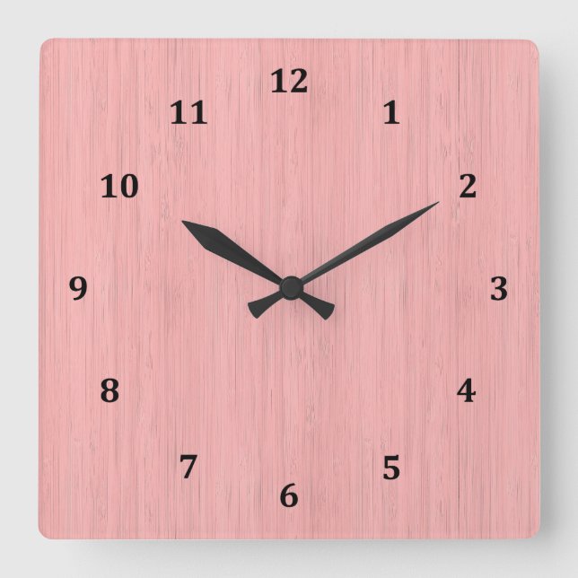 Reloj Cuadrado Rosa Quartz Bamboo Madera Grain Look (Anverso)