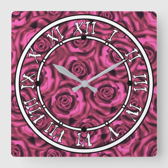 Reloj Cuadrado Rosa rosa (Anverso)
