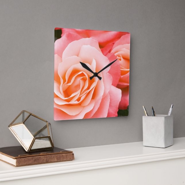 Reloj Cuadrado Rosa rosa (Oficina)