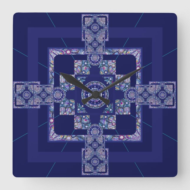 Reloj Cuadrado Rosario azul (Anverso)