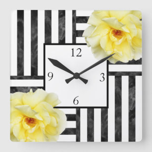 Relojes de pared Rayas Flores 