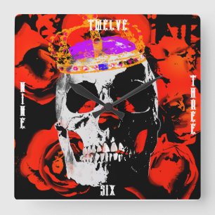 Reloj Cuadrado Rosas de Edgy King Skull Crown